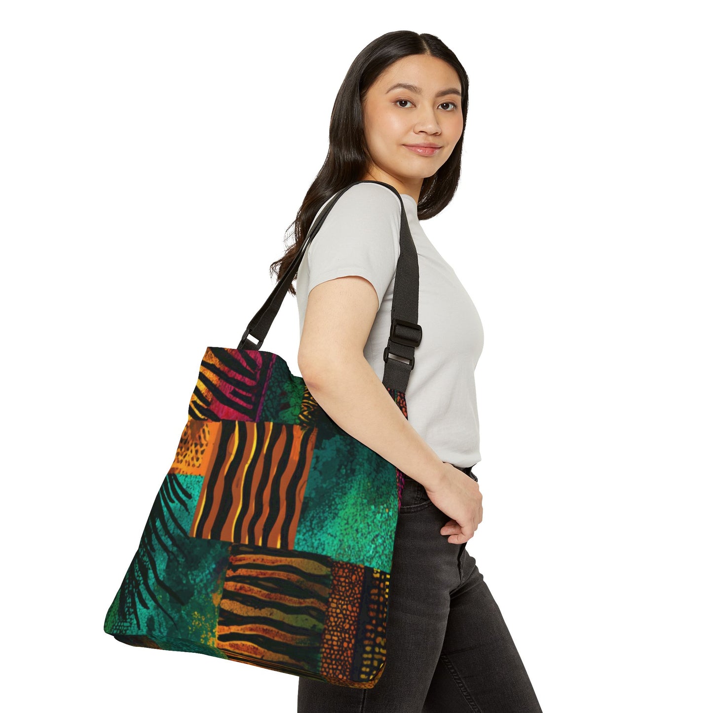 Urban Safari Boho Bag – Afrocentric Animal Print Patchwork Art in Bold Earth Tones