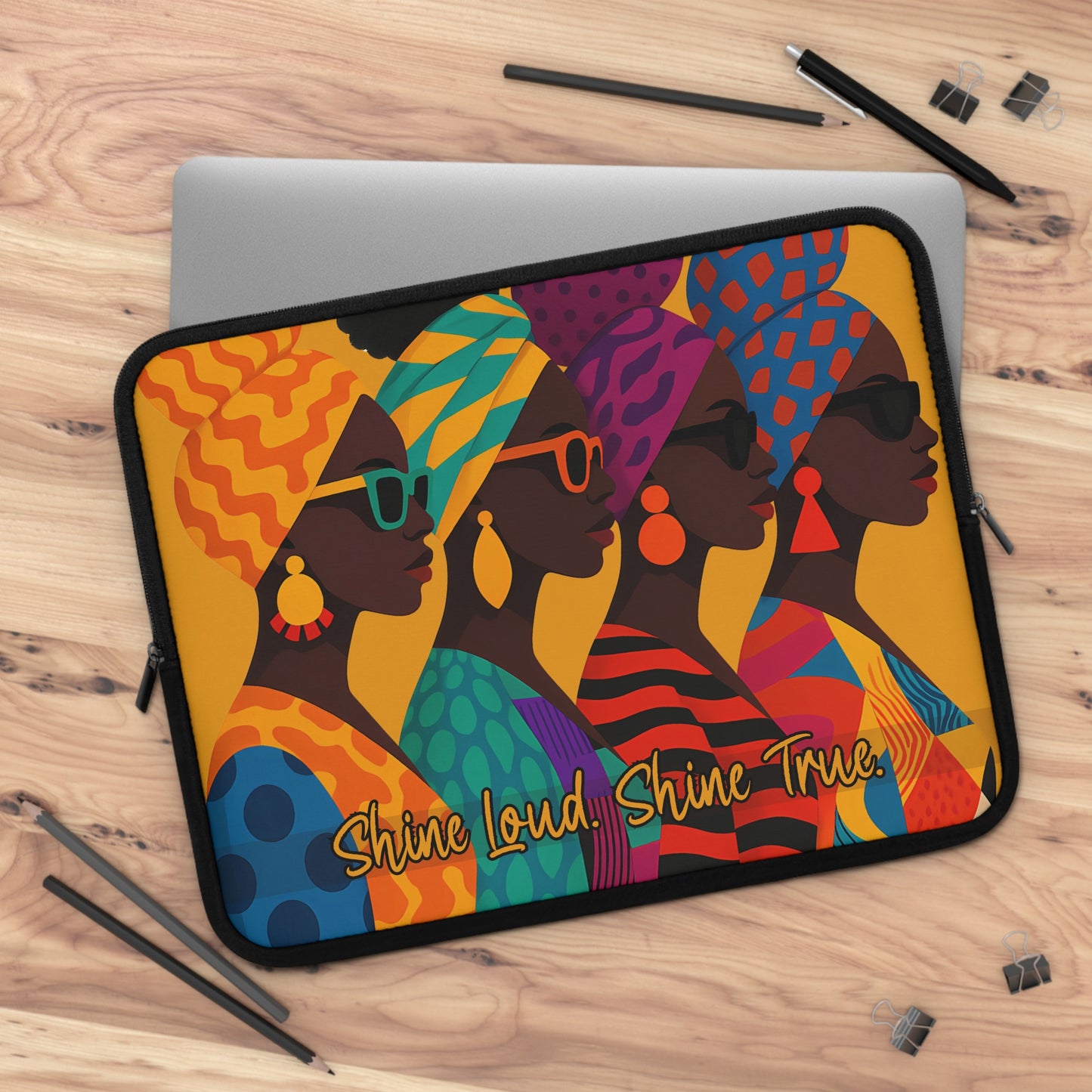 Shine Loud. Shine True. Afrocentric Laptop Sleeve – Cultural Style Meets Functionality