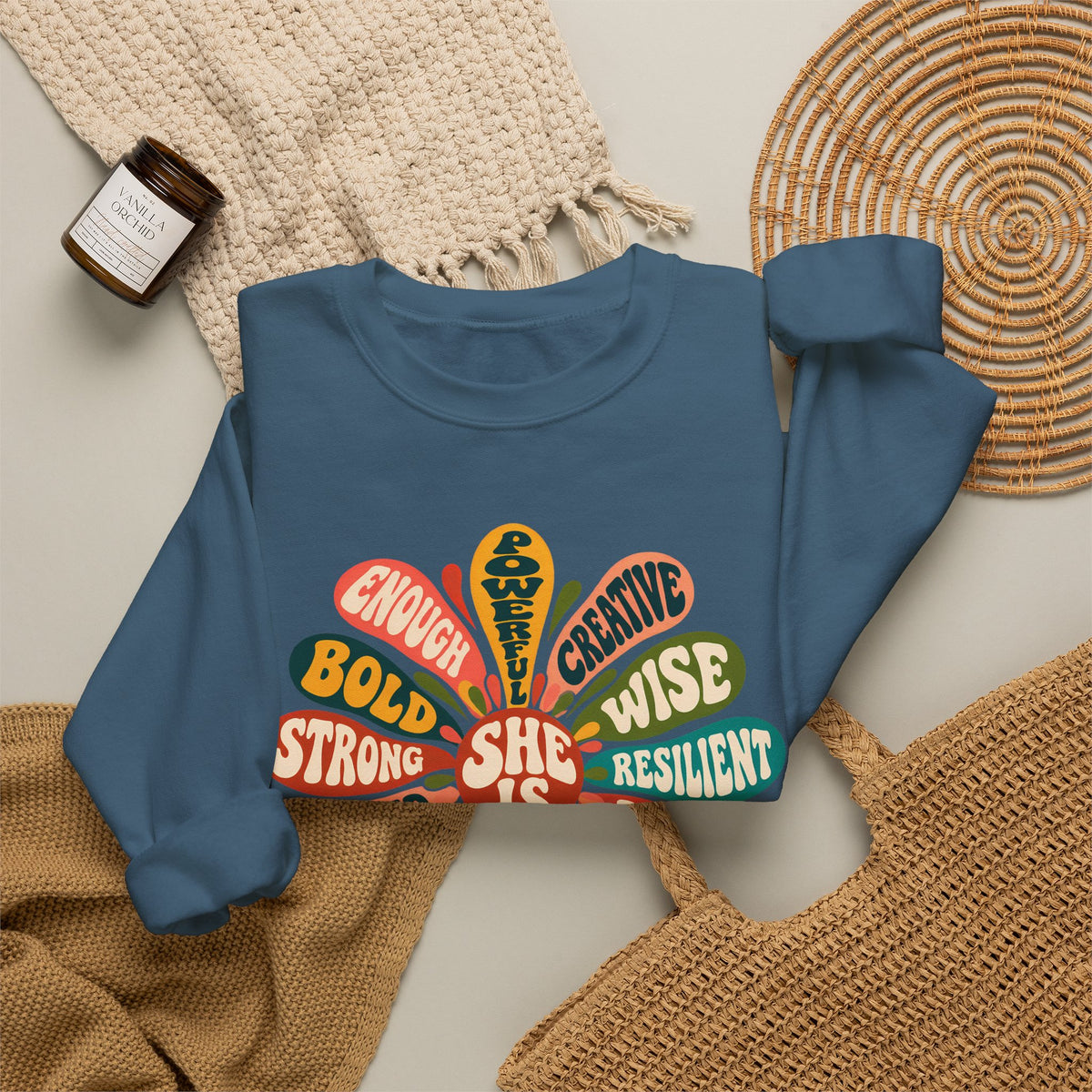 She Is Floral Affirmation Sweatshirt