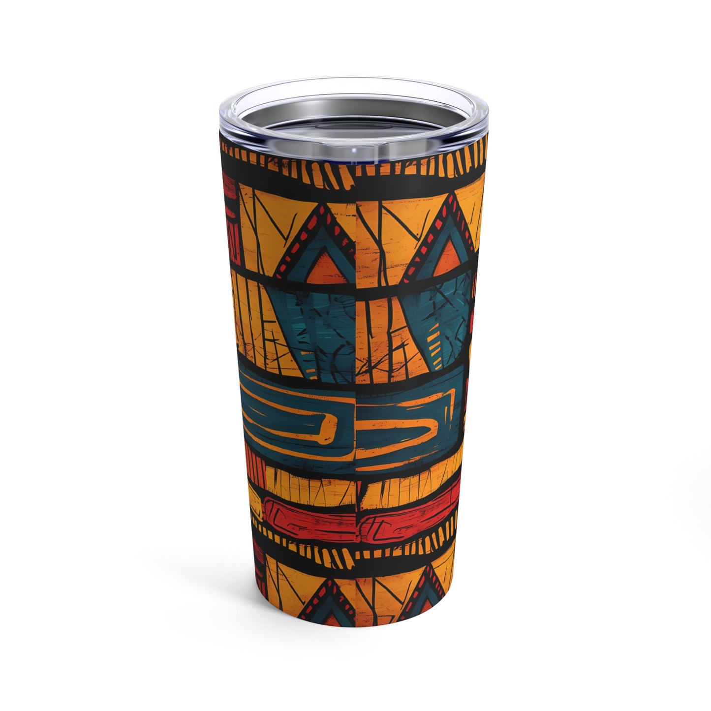 African Tribal Art Design Tumbler - Orange