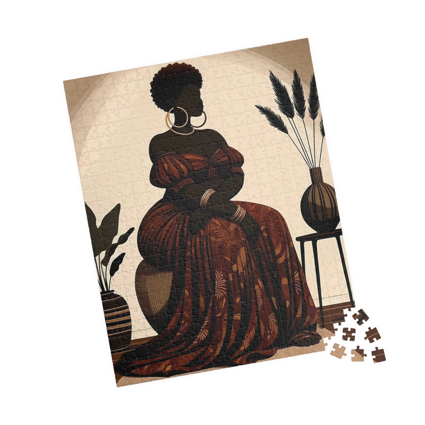 Regal African Tapestry - Artistic Portrait Puzzle