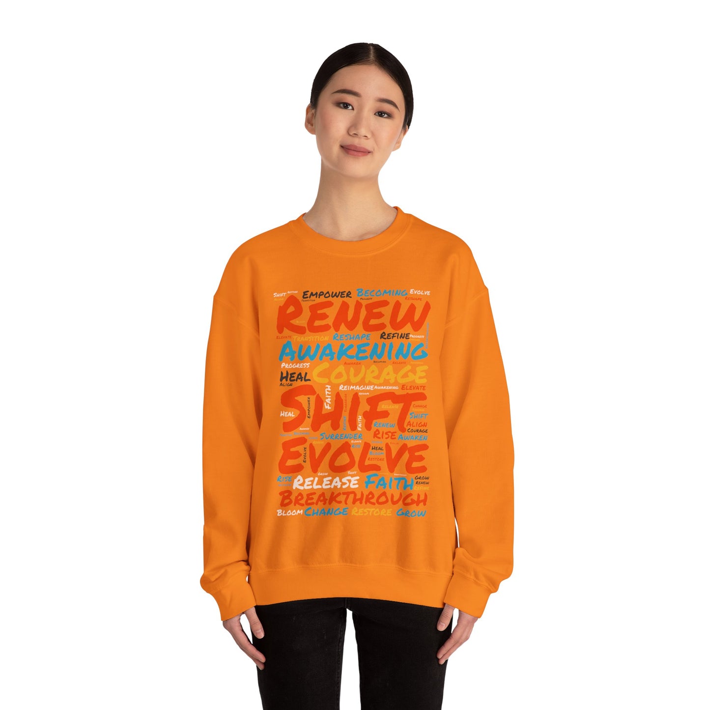 Renew, Awaken, Evolve, Shift, Perfect Gift for Motivation & Growth - Inspirational Crewneck Sweatshirt
