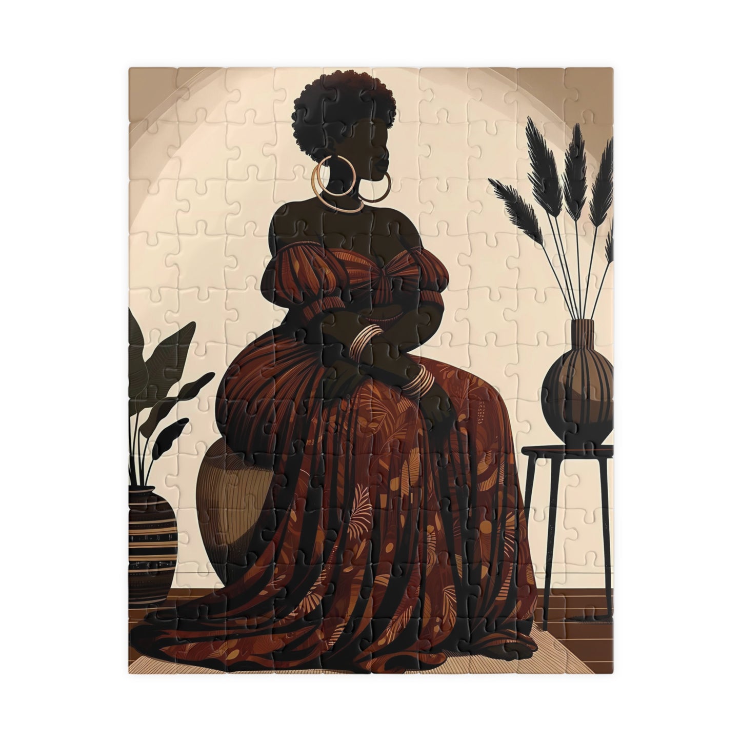 Regal African Tapestry - Artistic Portrait Puzzle