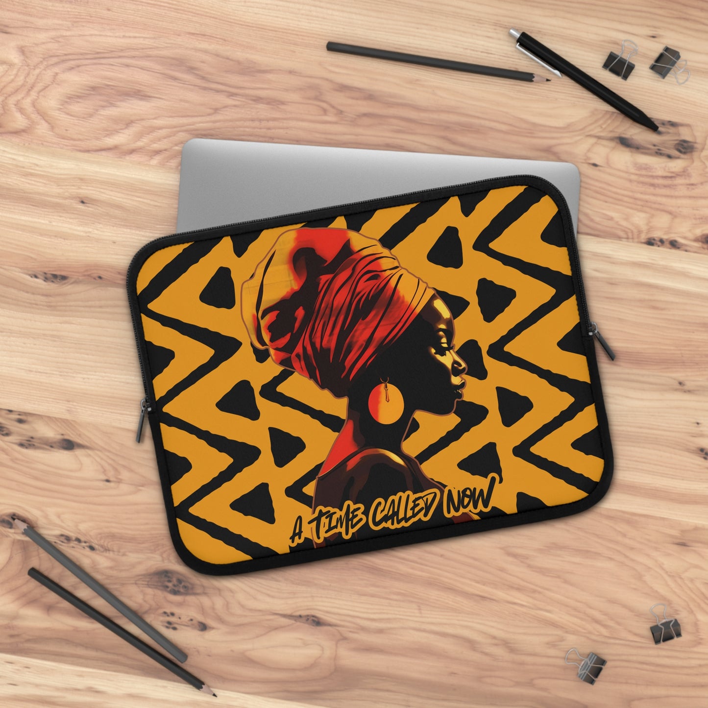 A Time Called Now Laptop Sleeve – Tribal Design | Afrocentric Faith-Based Gift + Digital Poem | CWSDezign