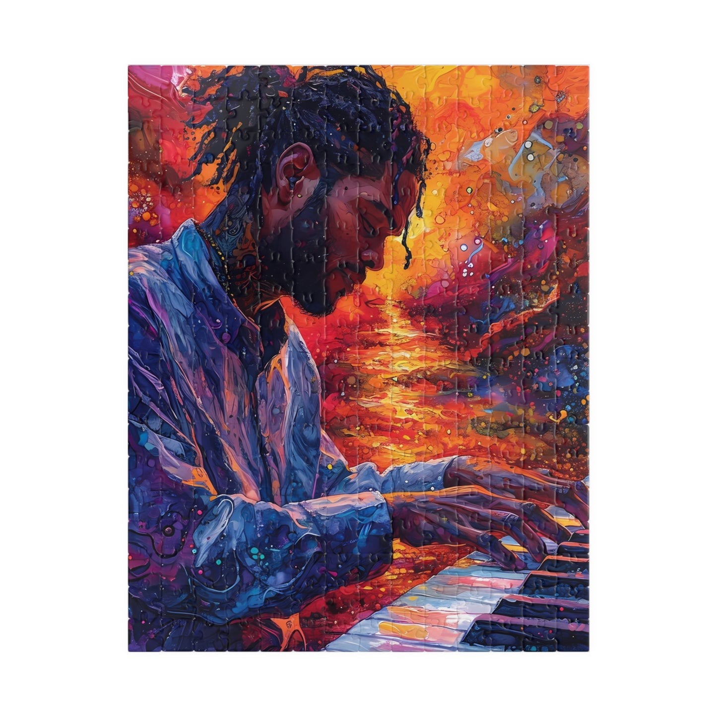 Jazz Pianist Dreams - Colorful Abstract Art Puzzle