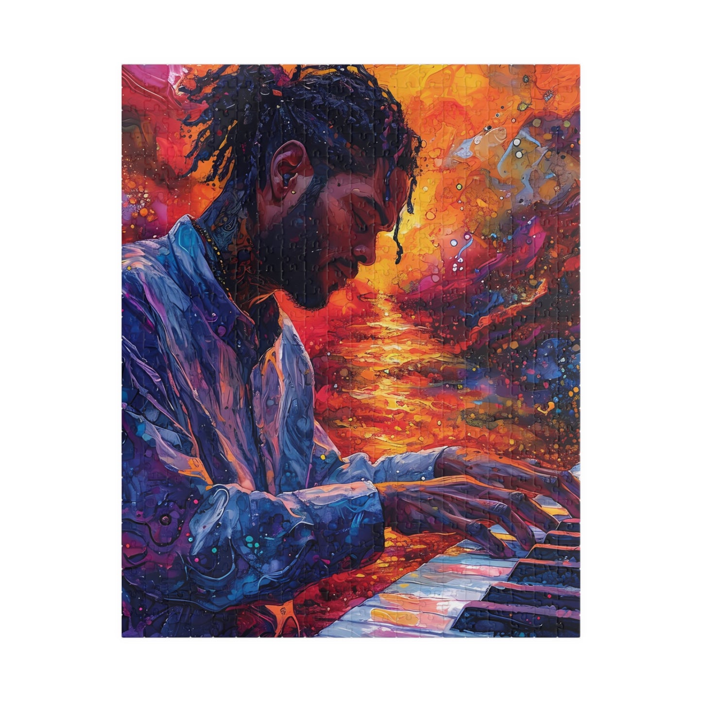 Jazz Pianist Dreams - Colorful Abstract Art Puzzle