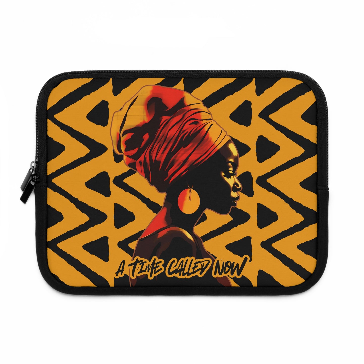 A Time Called Now Laptop Sleeve – Tribal Design | Afrocentric Faith-Based Gift + Digital Poem | CWSDezign