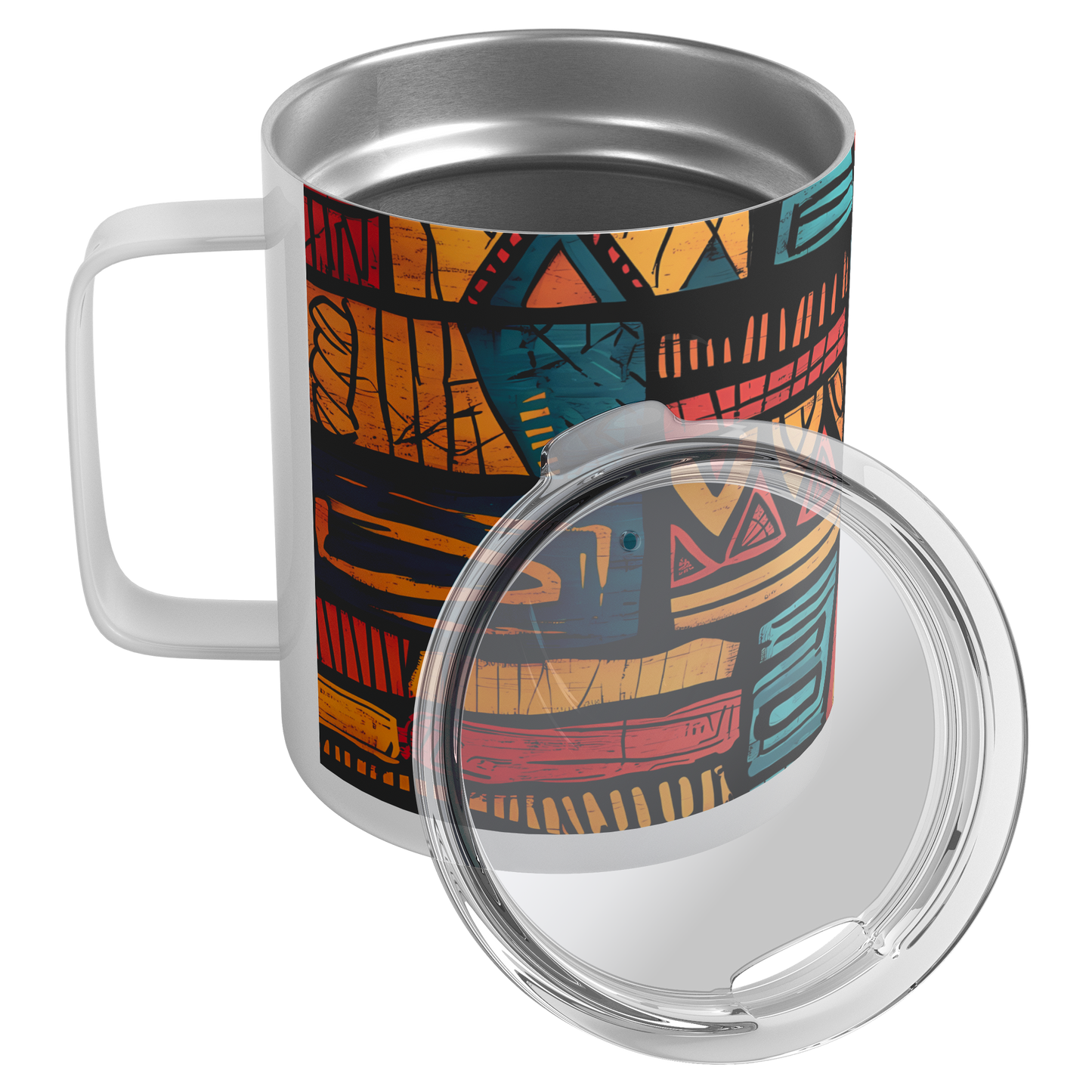 Afrocentric_Tribal_Print_Insulated_Mug__Insulated_Mug_LH_Angle_LidOff_Mockup.png
