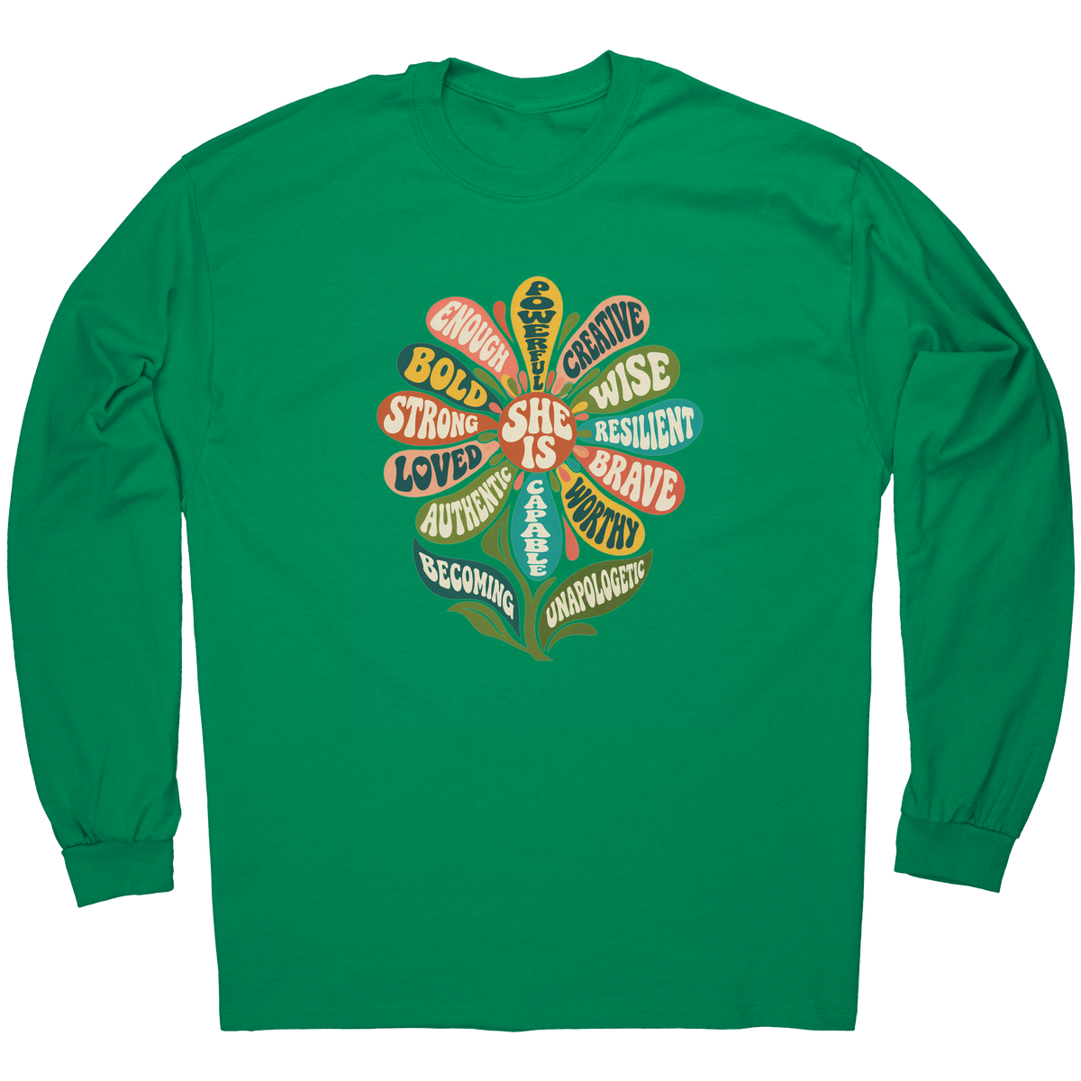She_Is_Affirmation_Long_Sleeve_Shirt__Kelly_Green_Mockup.png_16112747