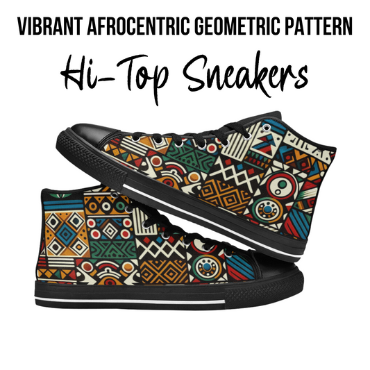 Vibrant Afrocentric Geometric Pattern High Top Sneakers