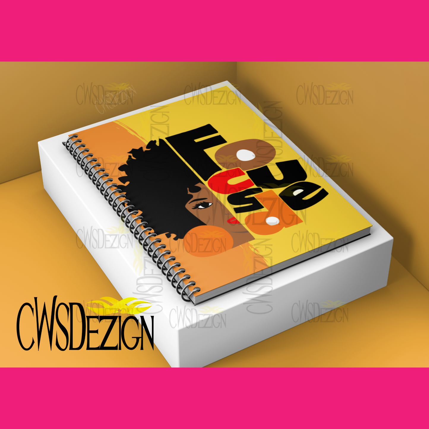 Focused Black Woman Notebook - CWSDezign