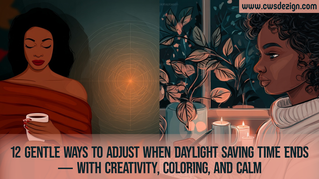 🕰️ 12 Gentle Ways to Adjust When Daylight Saving Time Ends — With Creativity, Coloring, and Calm