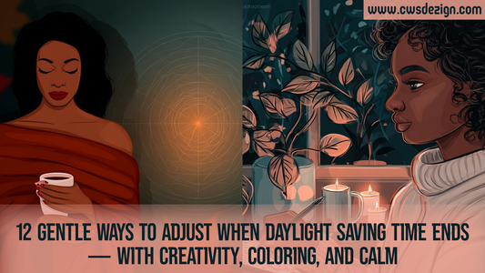 🕰️ 12 Gentle Ways to Adjust When Daylight Saving Time Ends — With Creativity, Coloring, and Calm