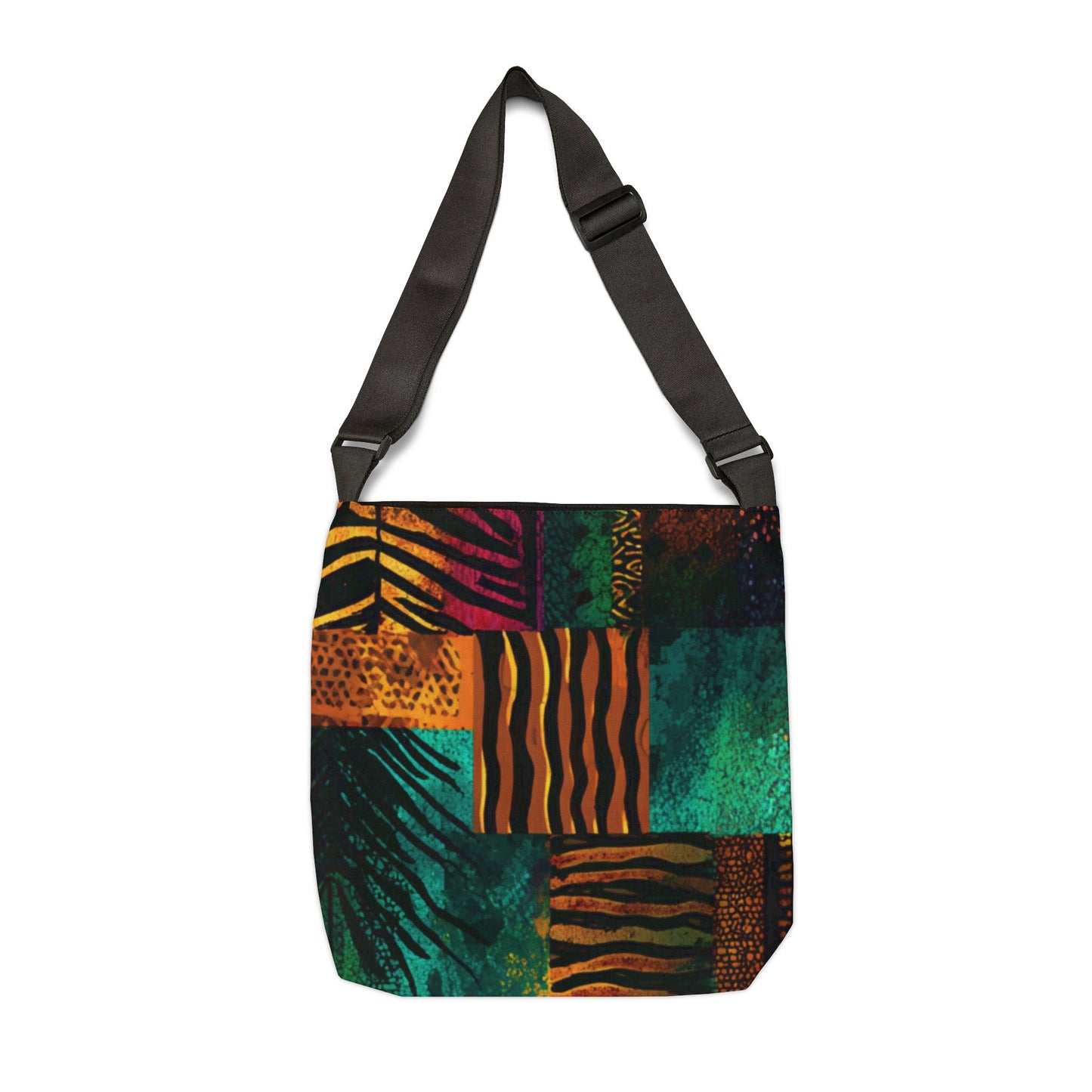 Urban Safari Boho Bag – Afrocentric Animal Print Patchwork Art in Bold Earth Tones