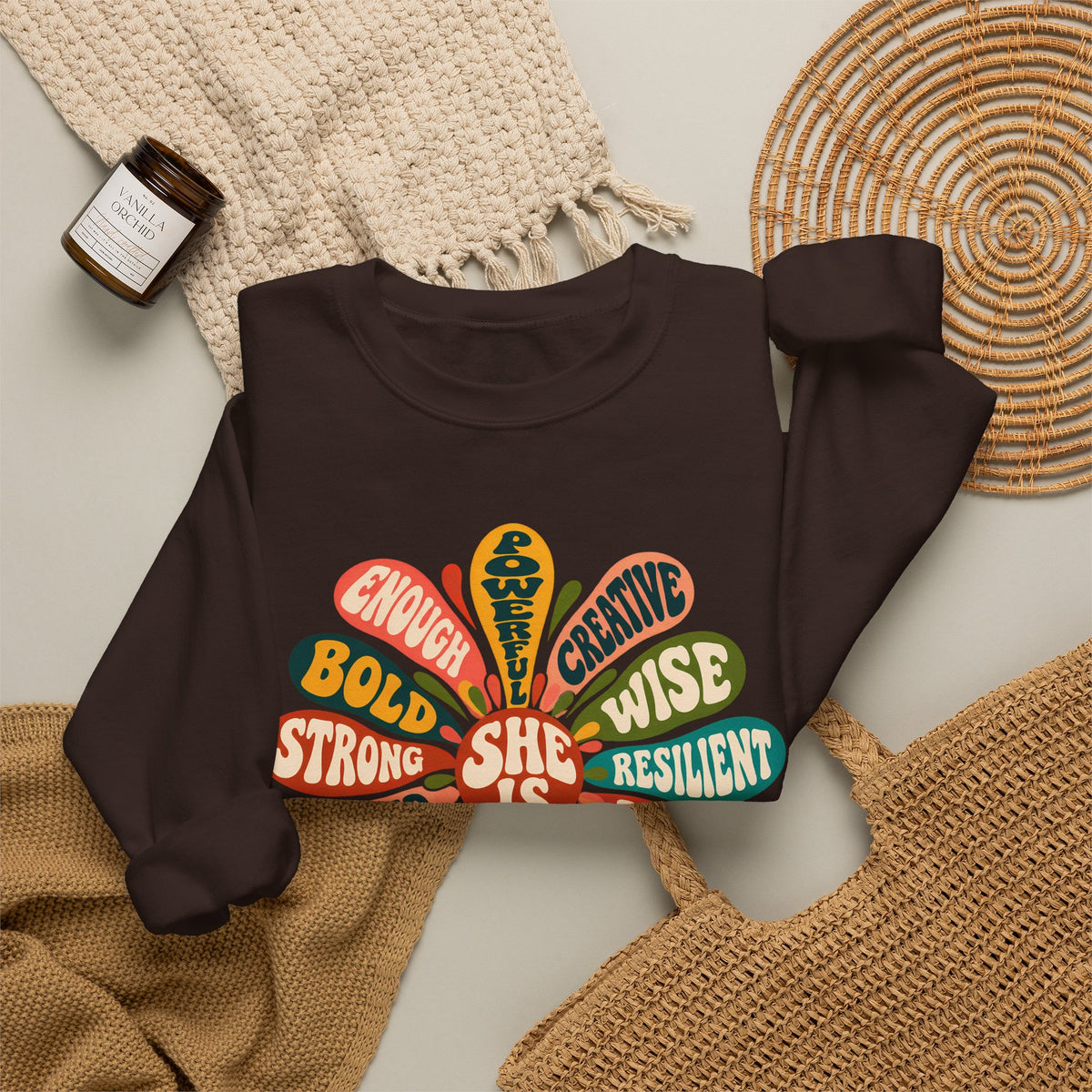 She Is Floral Affirmation Sweatshirt