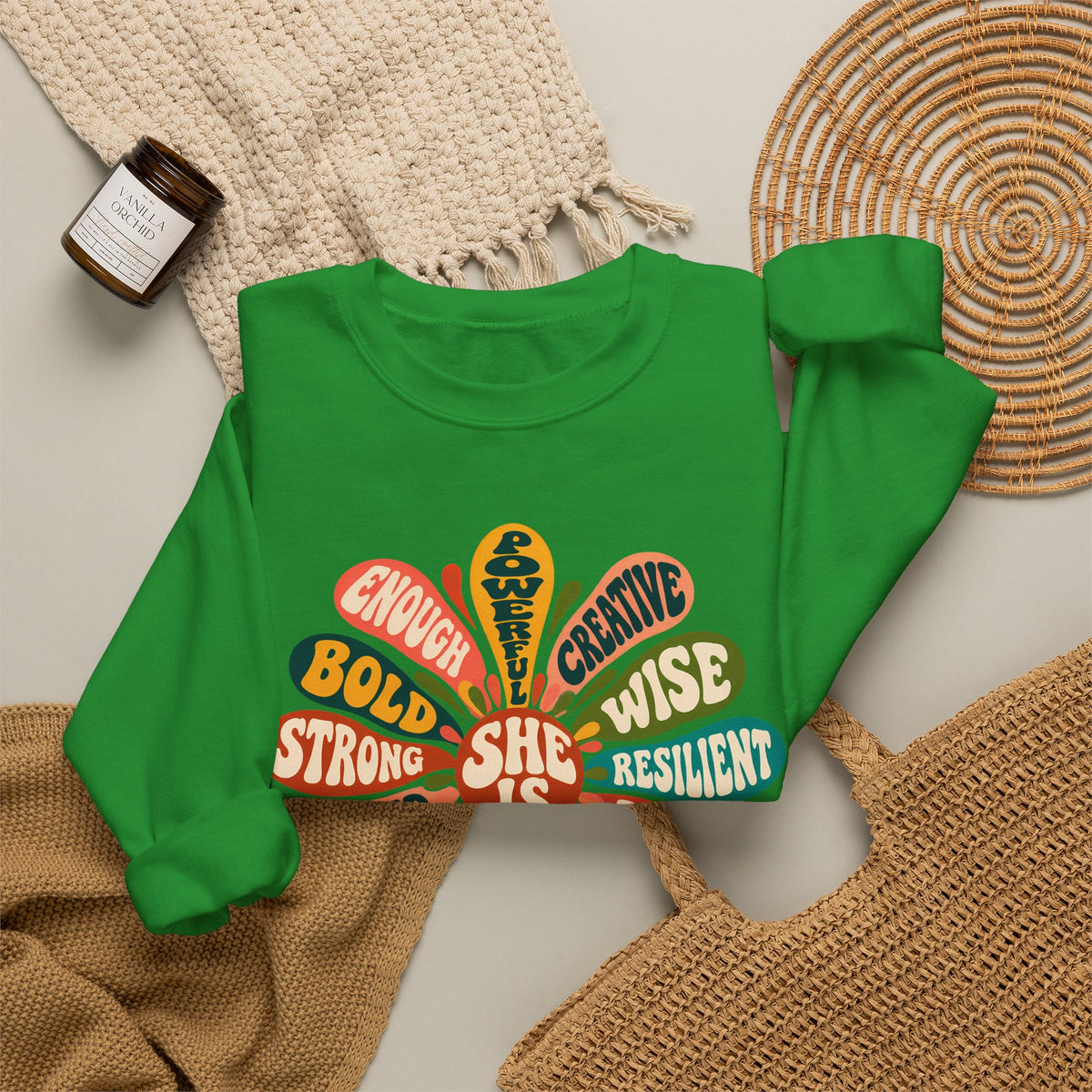 She Is Floral Affirmation Sweatshirt