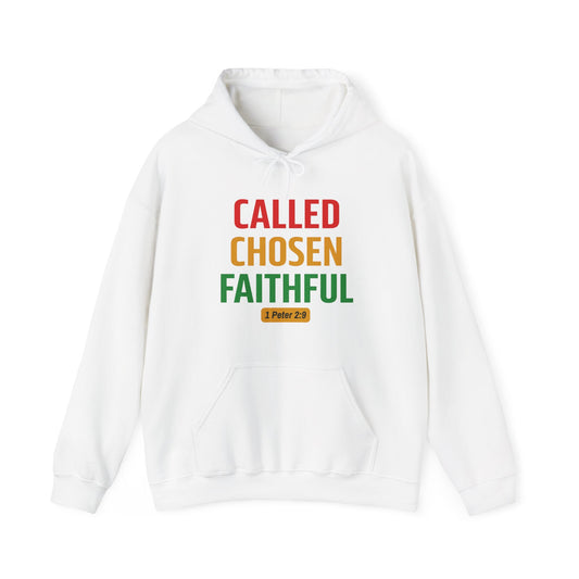 Called Chosen Faithful Hoodie — 1 Peter 2:9 Christian Faith Sweatshirt