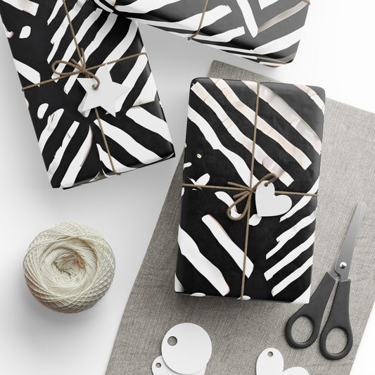 Striking Tribal Stripe Pattern Wrapping Paper – Monochrome Gift Wrap