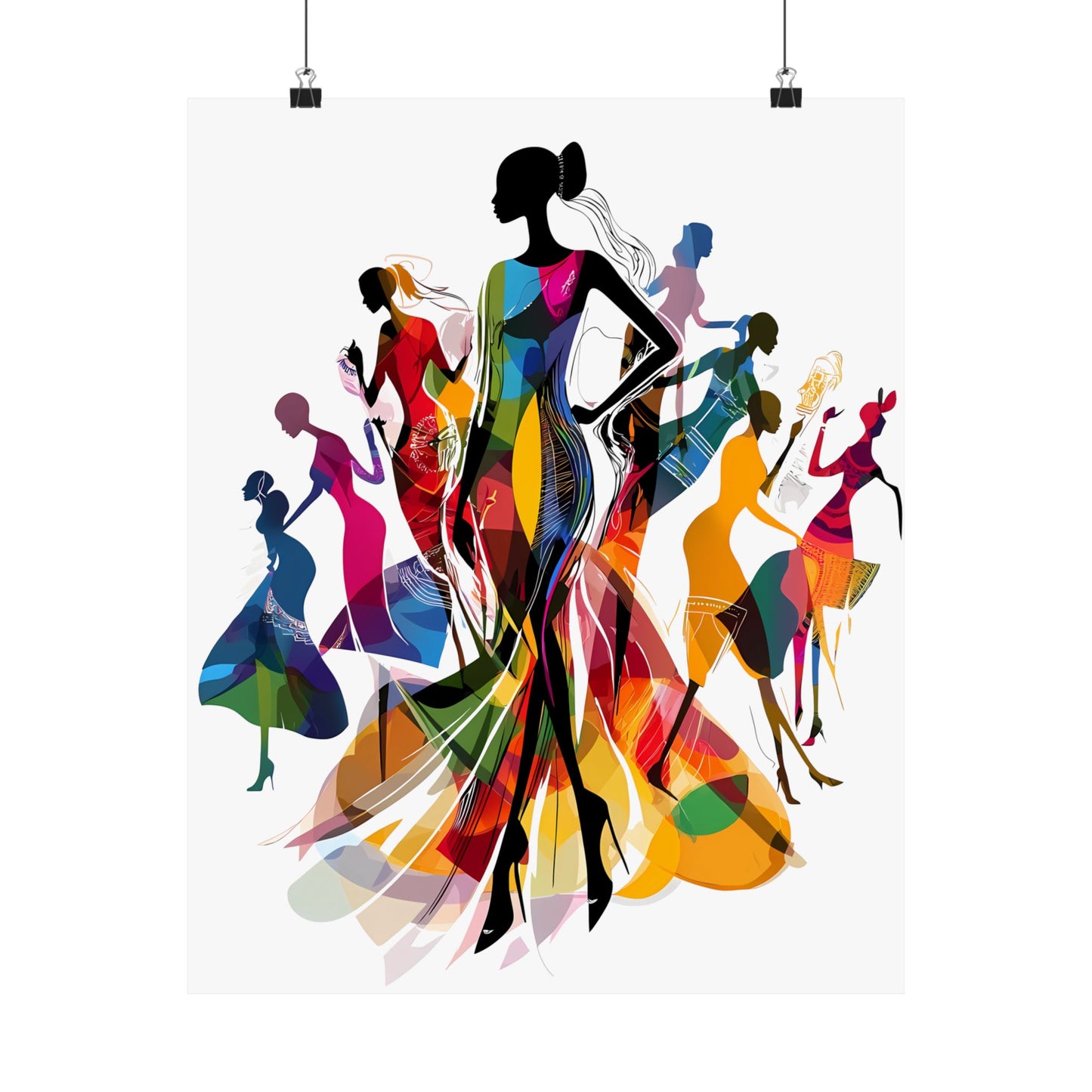 Vertical Posters - Empowered Women in Motion: Colorful African Silhouette Art Print