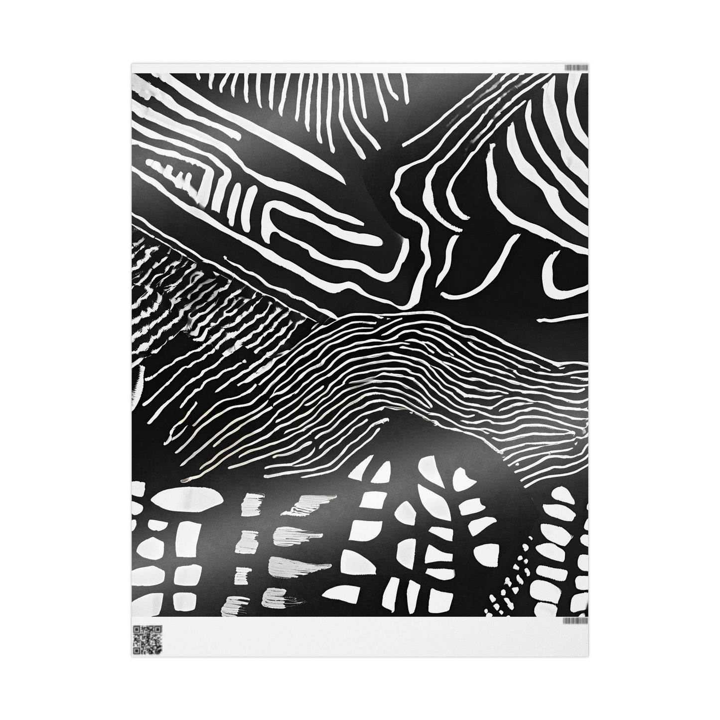 Bold Abstract Black & White Wrapping Paper – Tribal Line Art