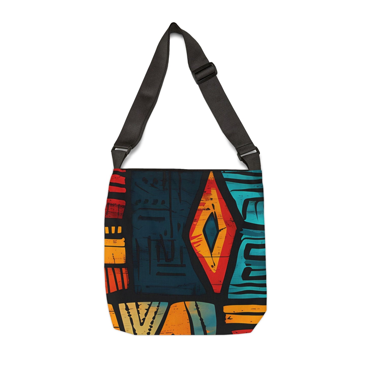 African Tribal Art Adjustable Tote Bag - Orange