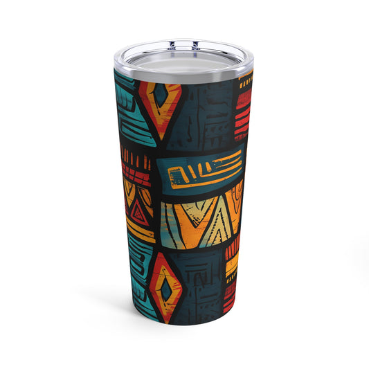 African Tribal Art Design Tumbler - Orange