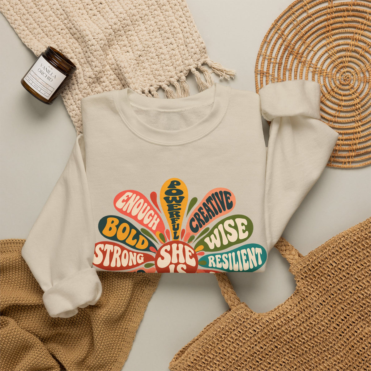 She Is Floral Affirmation Sweatshirt
