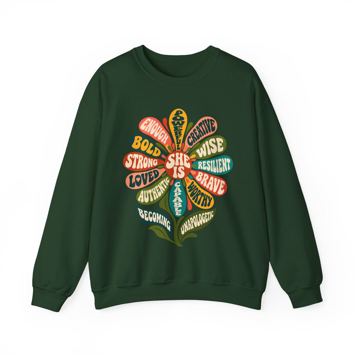 She Is Floral Affirmation Sweatshirt
