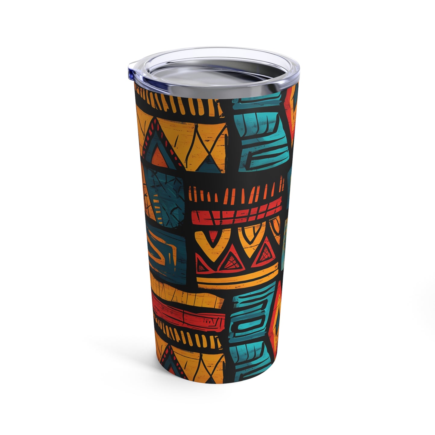 African Tribal Art Design Tumbler - Orange