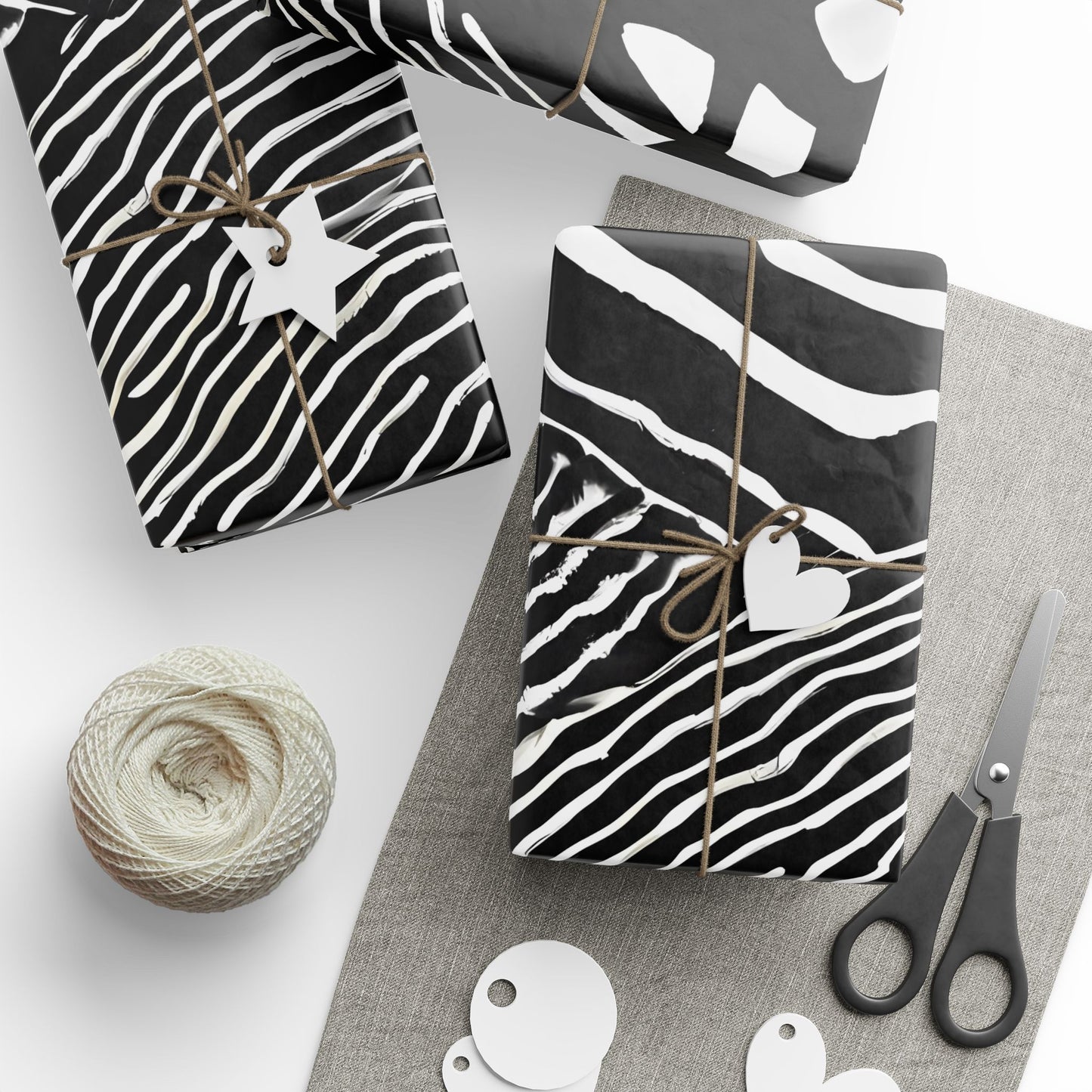 Bold Abstract Black & White Wrapping Paper – Tribal Line Art