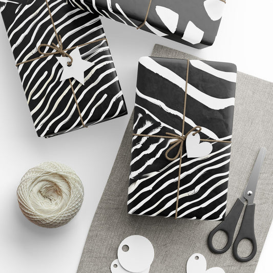 Bold Abstract Black & White Wrapping Paper – Tribal Line Art