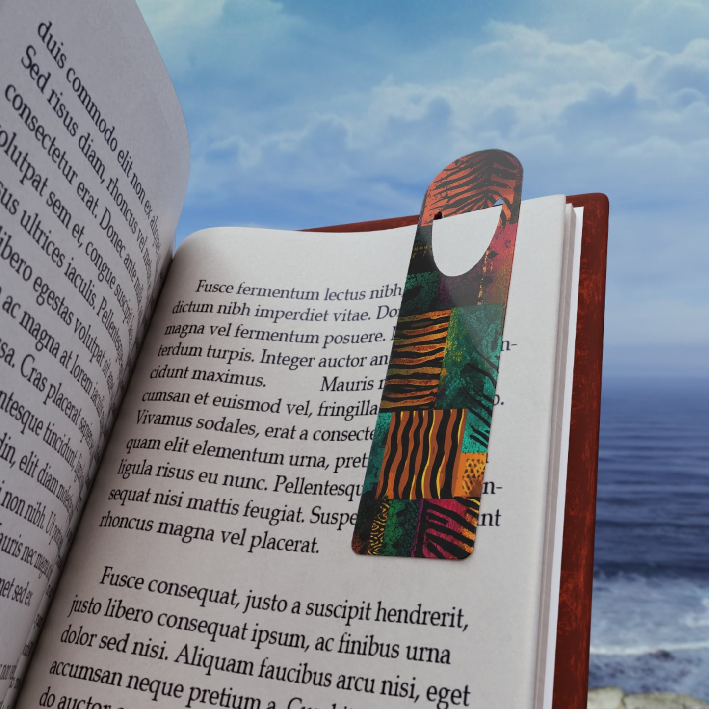 Urban Safari Bookmark – Afrocentric Animal Print Patchwork Art in Bold Earth Tones