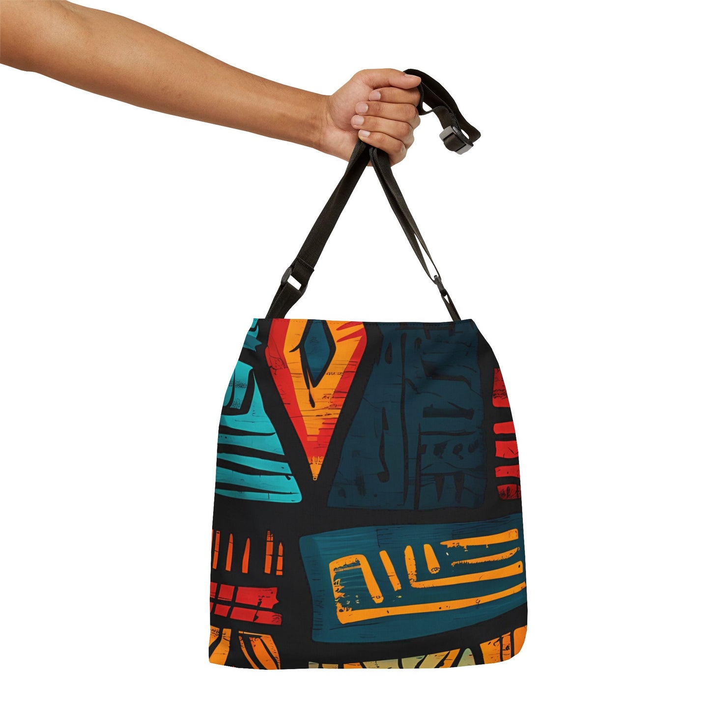 African Tribal Art Adjustable Tote Bag - Orange