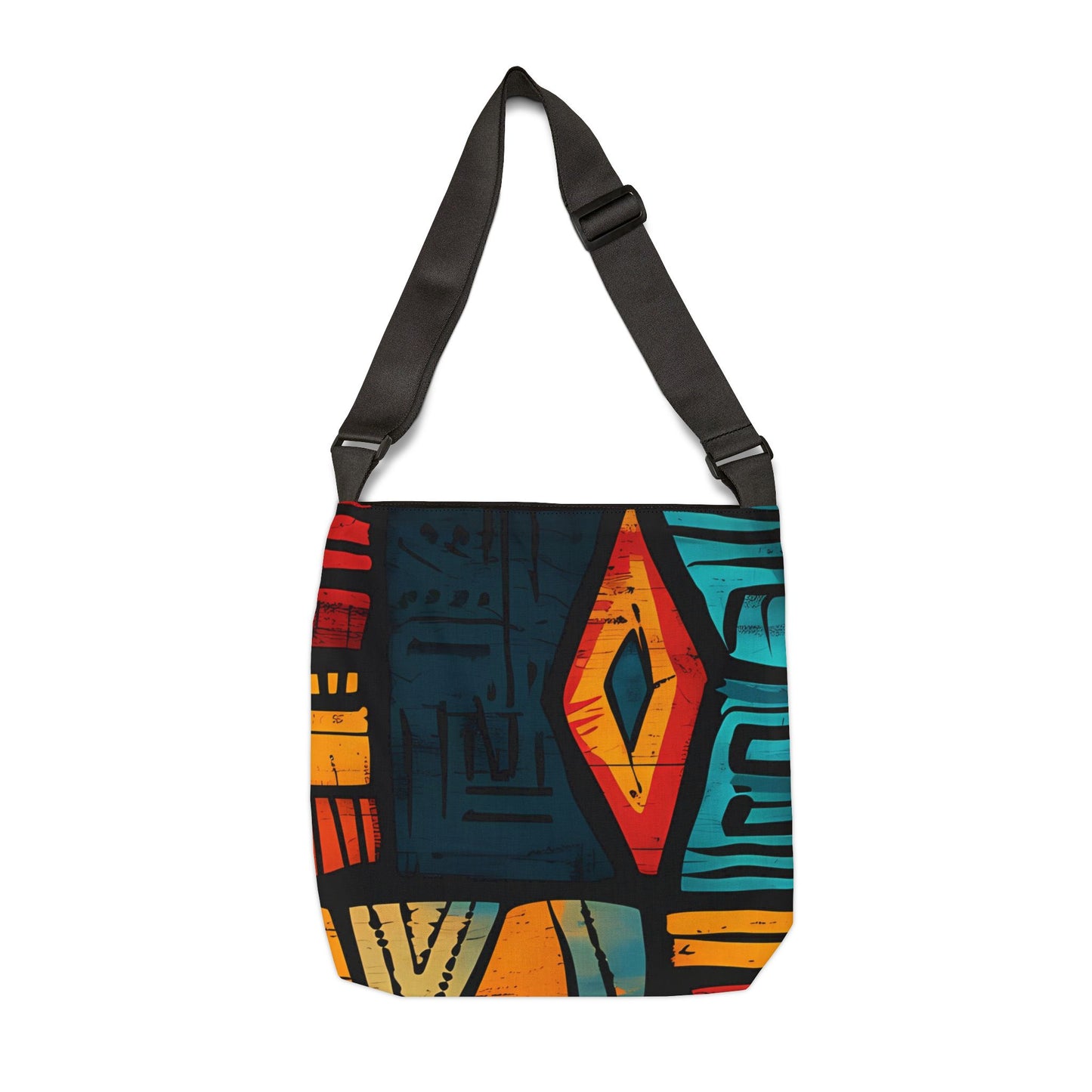 African Tribal Art Adjustable Tote Bag - Orange