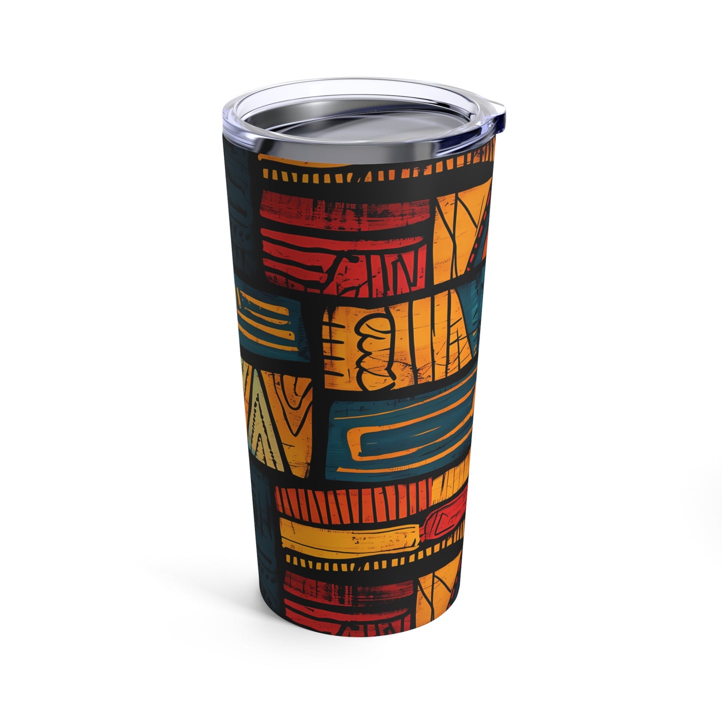 African Tribal Art Design Tumbler - Orange