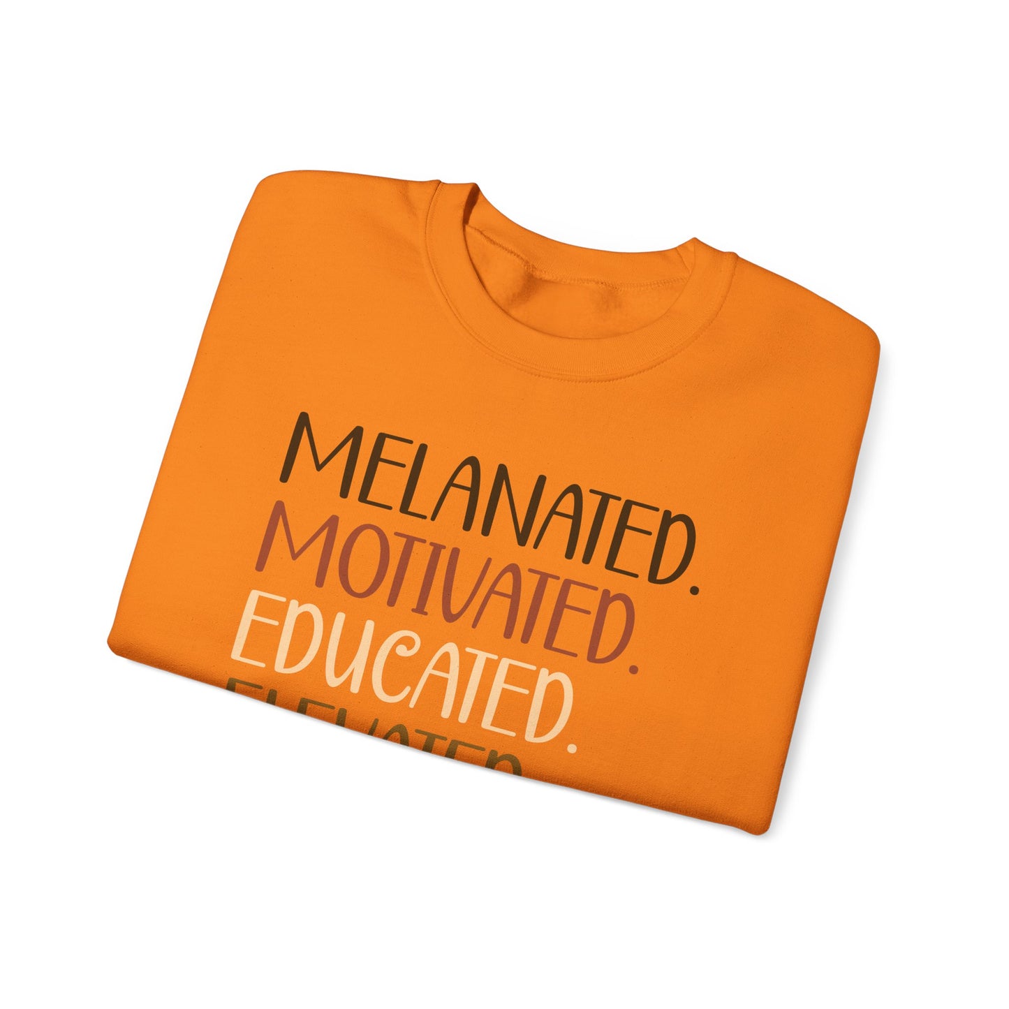 Melanated Motivated Educated Elevated Man Crewneck – Afrocentric Empowerment Sweatshirt