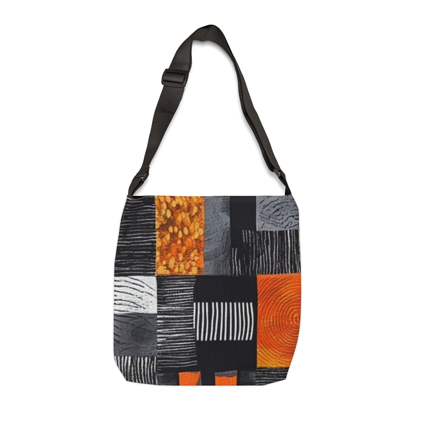 Monochrome Patchwork Adjustable Strap Tote Bag