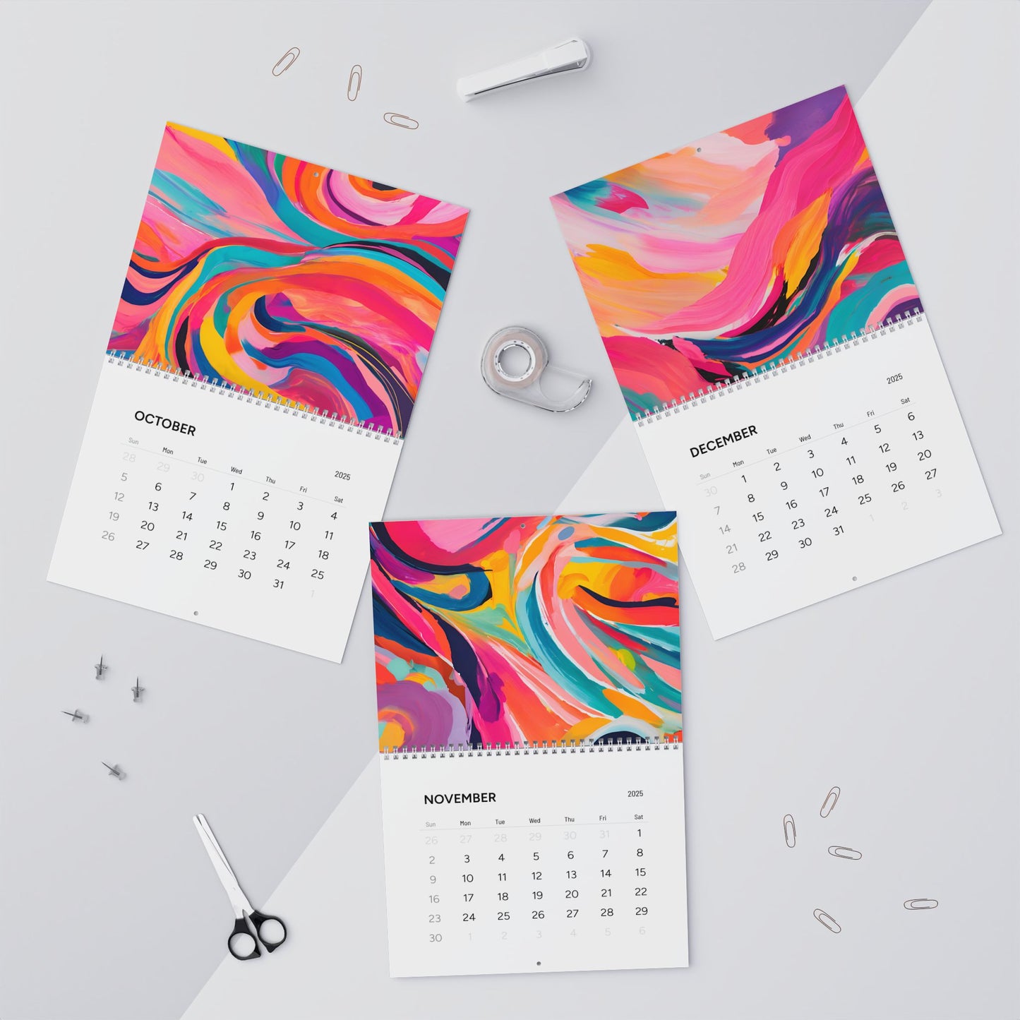 Expressive Color Palette: 2025 Abstract Art Calendar