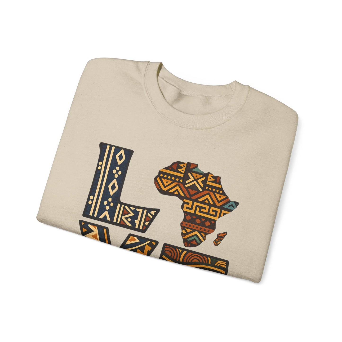African Love Crewneck Sweatshirt — Ethnic Pattern "LOVE" Design