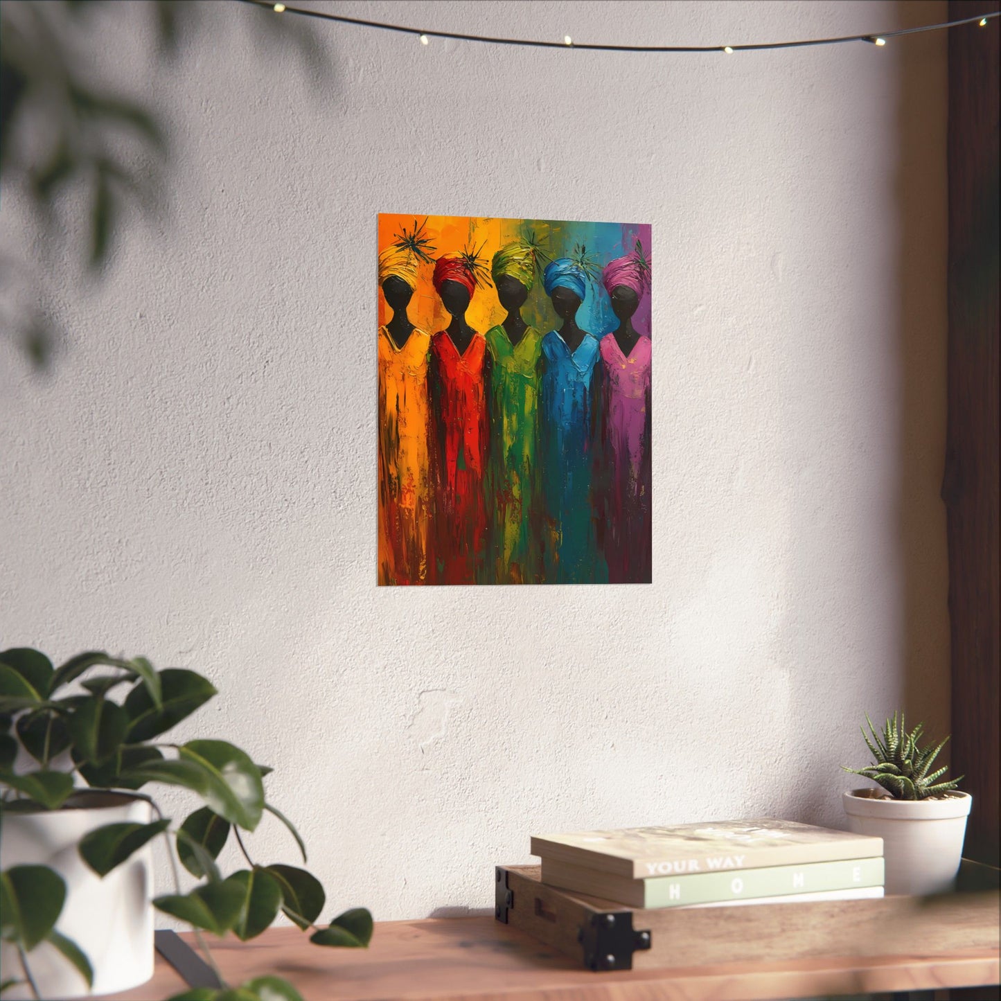 Empowering Sisterhood: Colorful African Women in Abstract Art Print - Vertical Poster