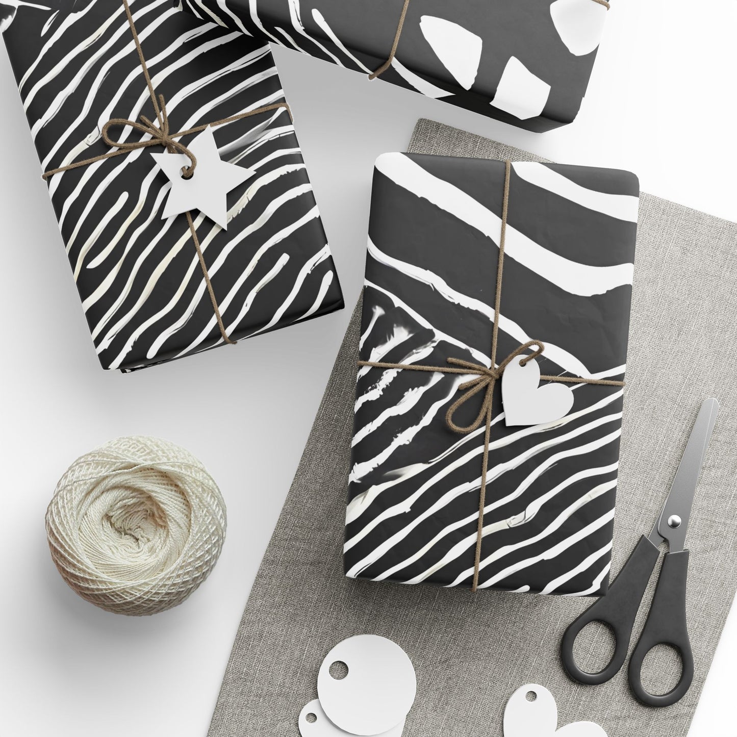 Bold Abstract Black & White Wrapping Paper – Tribal Line Art