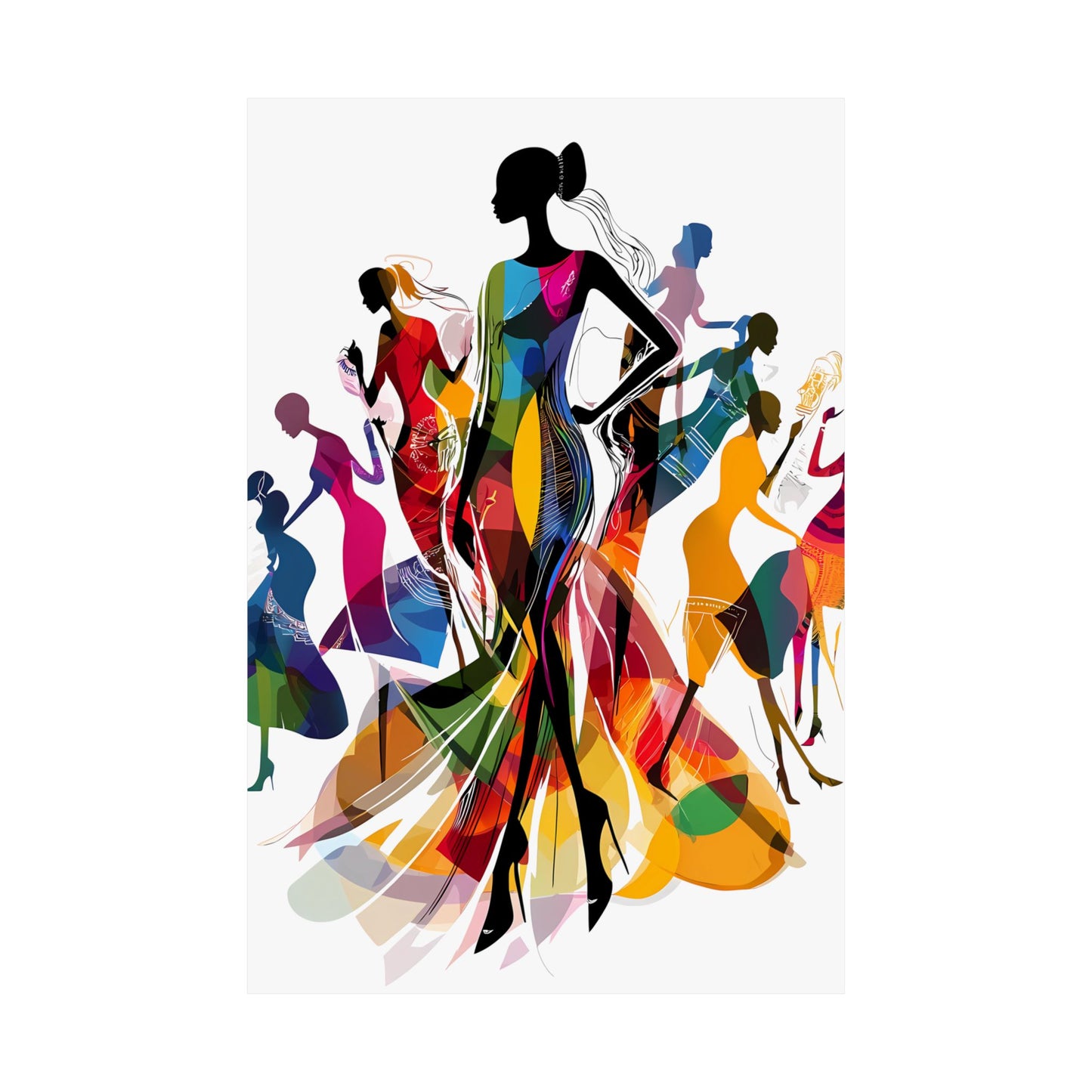 Vertical Posters - Empowered Women in Motion: Colorful African Silhouette Art Print