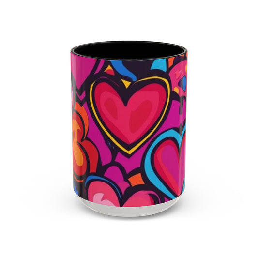 Bold Love Accent Mug with Bright Heart Design for Coffee Lovers