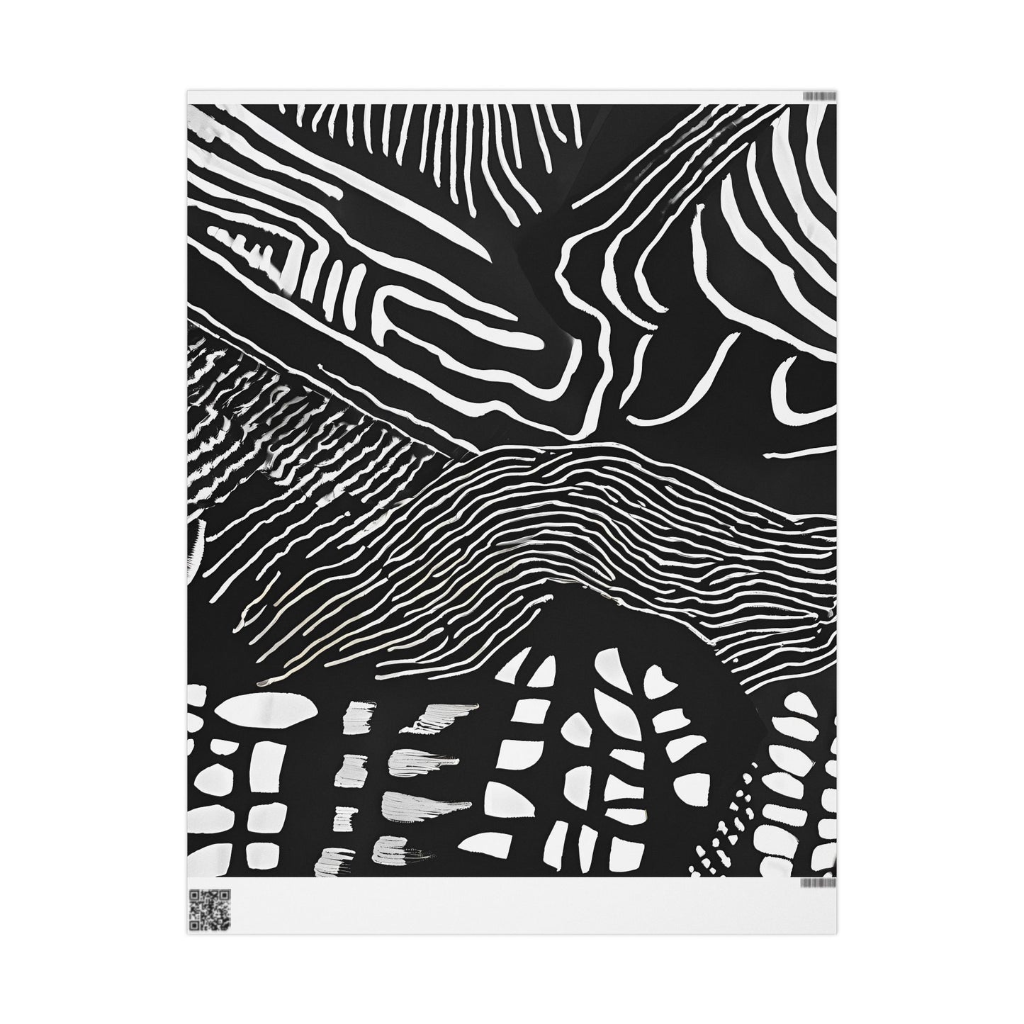 Bold Abstract Black & White Wrapping Paper – Tribal Line Art