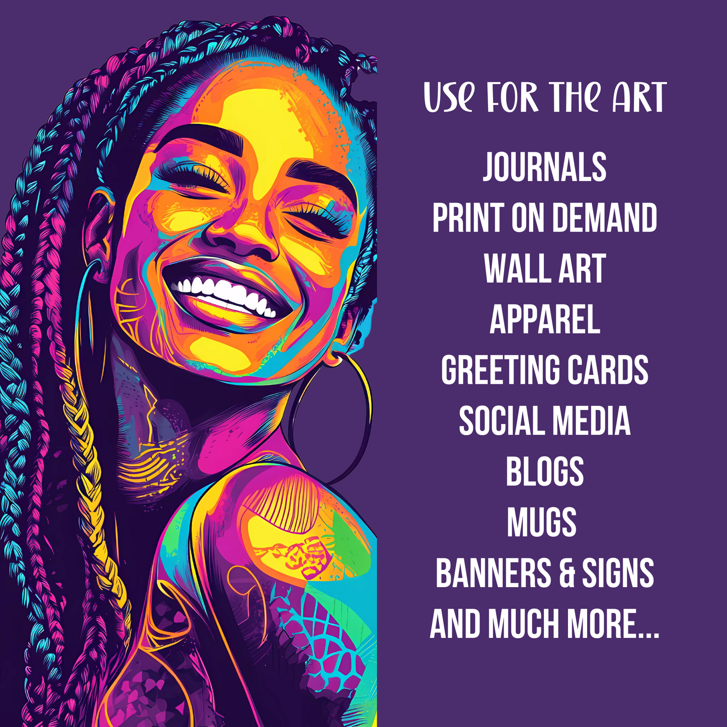 Vibrant Afrocentric Smiling Women Art Bundle – Bold Digital Portraits