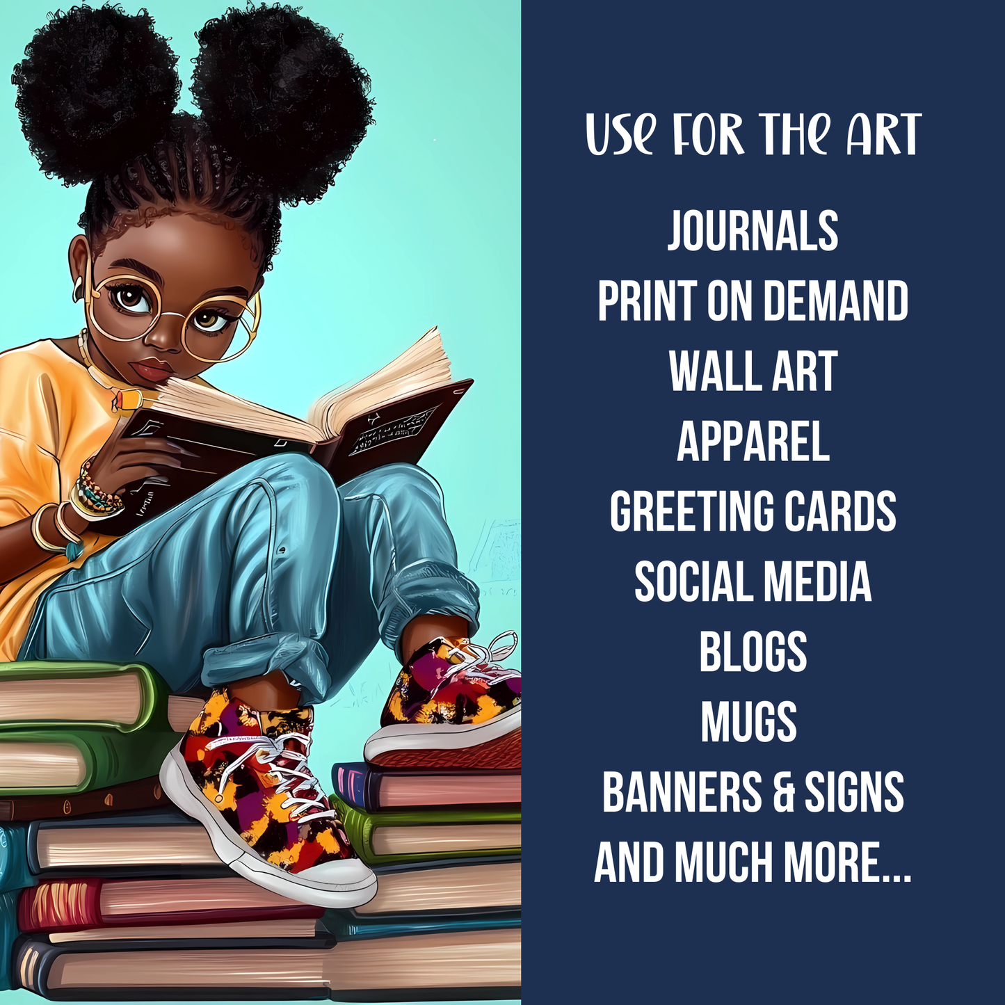 Brilliant Minds: Black Girl Reading Digital Art Collection