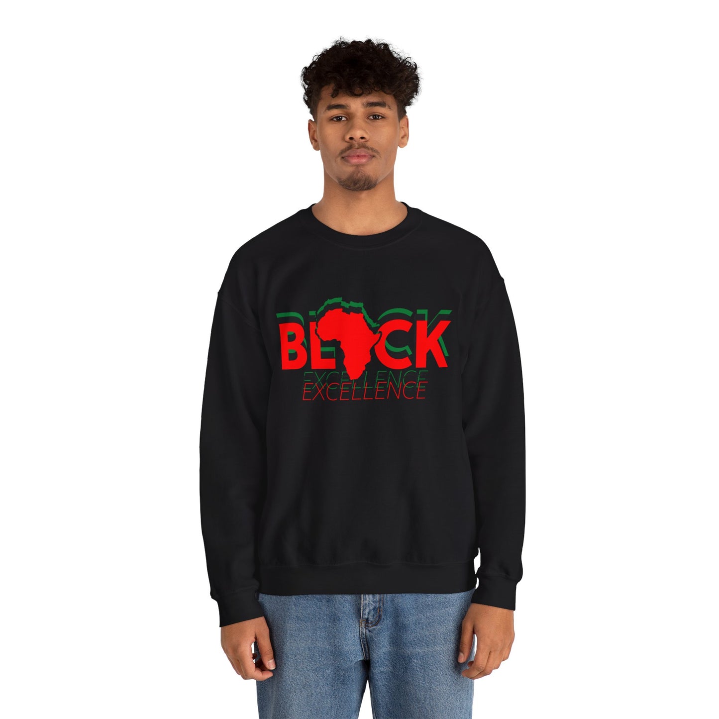 Black Excellence Crewneck Sweatshirt - Afrocentric Design for African Heritage Celebration