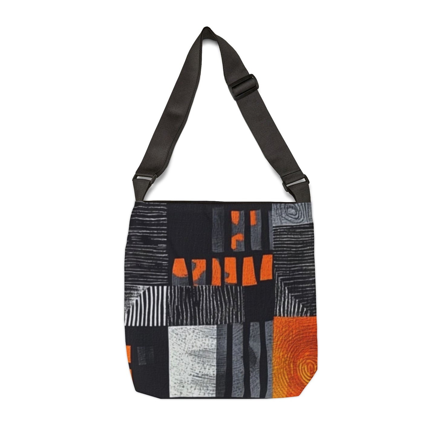 Monochrome Patchwork Adjustable Strap Tote Bag