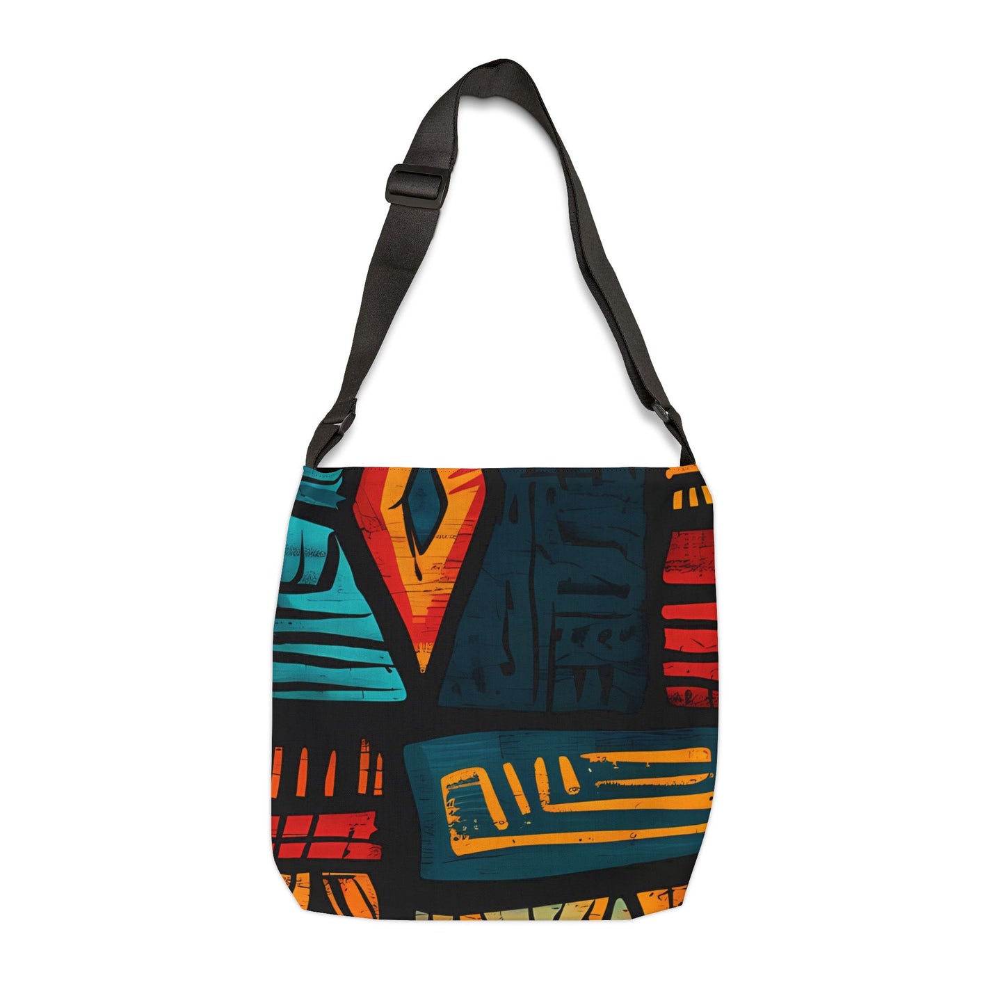 African Tribal Art Adjustable Tote Bag - Orange