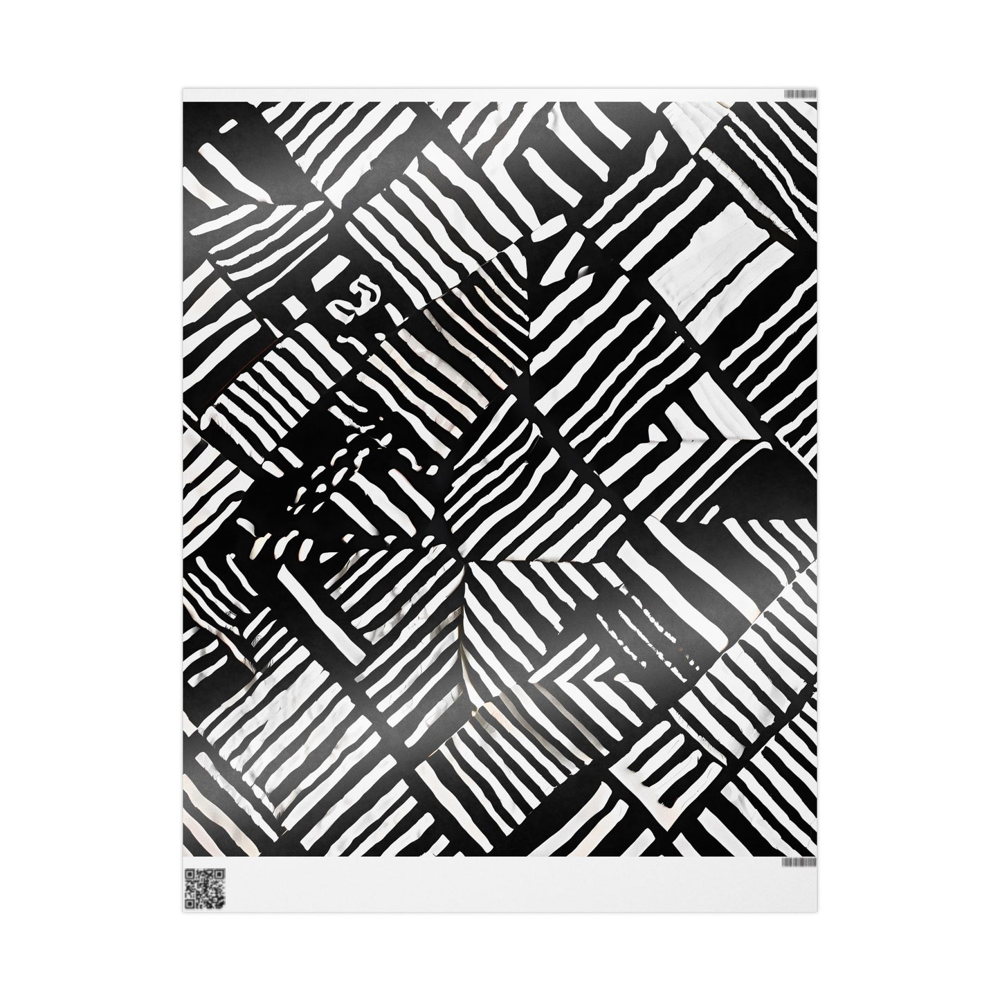 Striking Tribal Stripe Pattern Wrapping Paper – Monochrome Gift Wrap